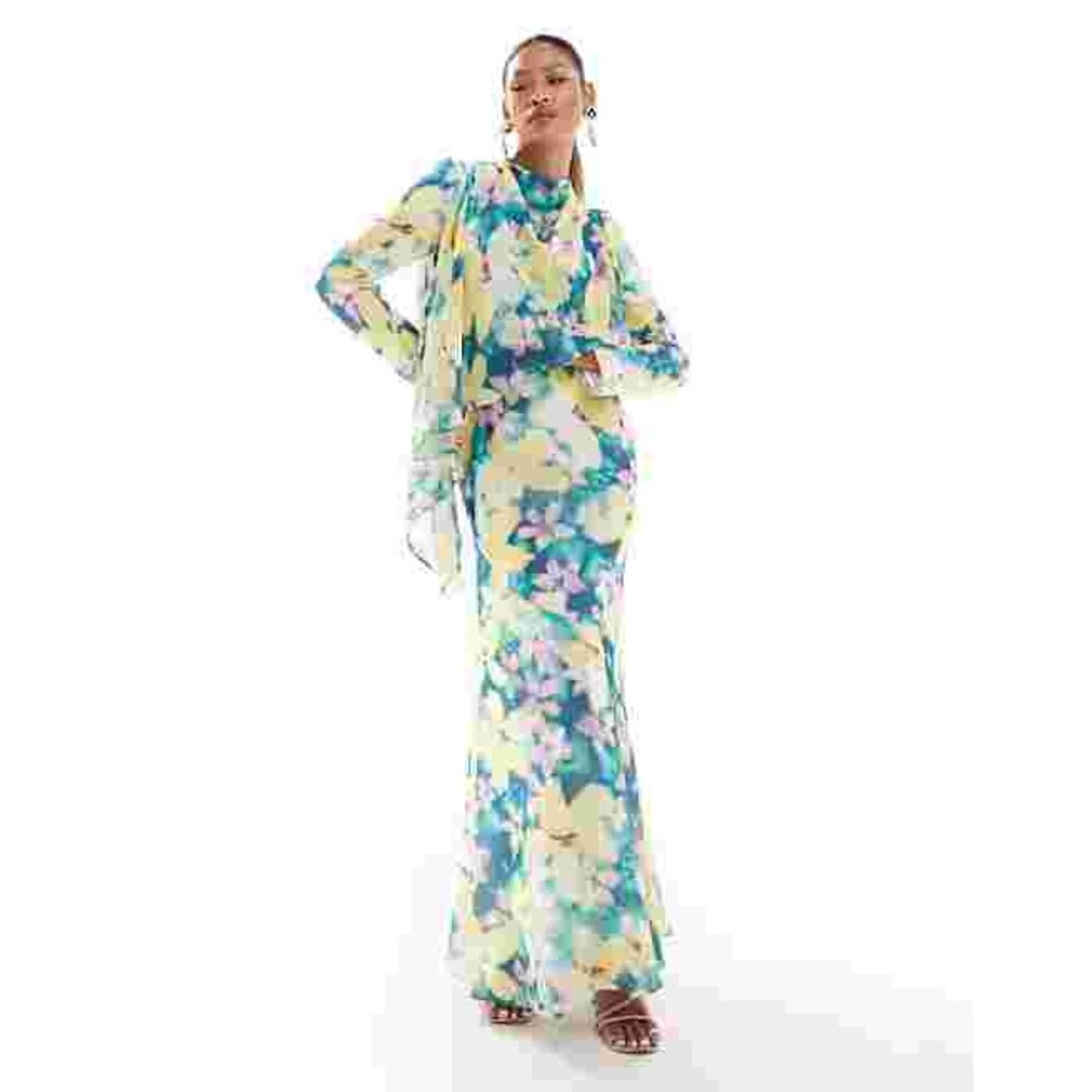 Daska long sleeve maxi dress floral‎ 2